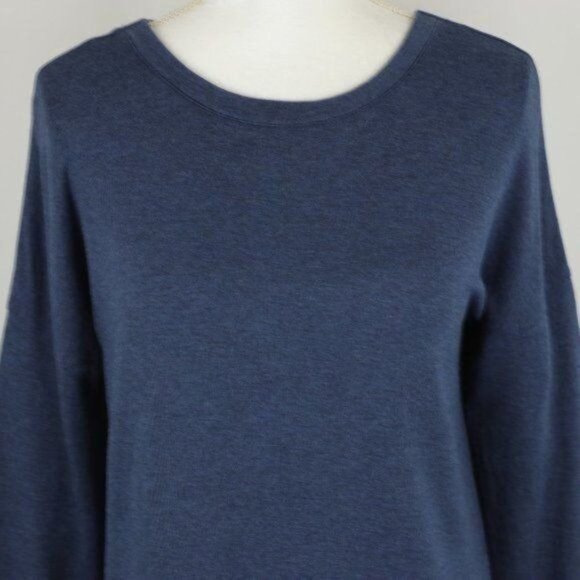 Athleta Women's Small Blue Scoop Neck V-Back Tunic Length Activewear Sweatshirt - Picture 2 of 8